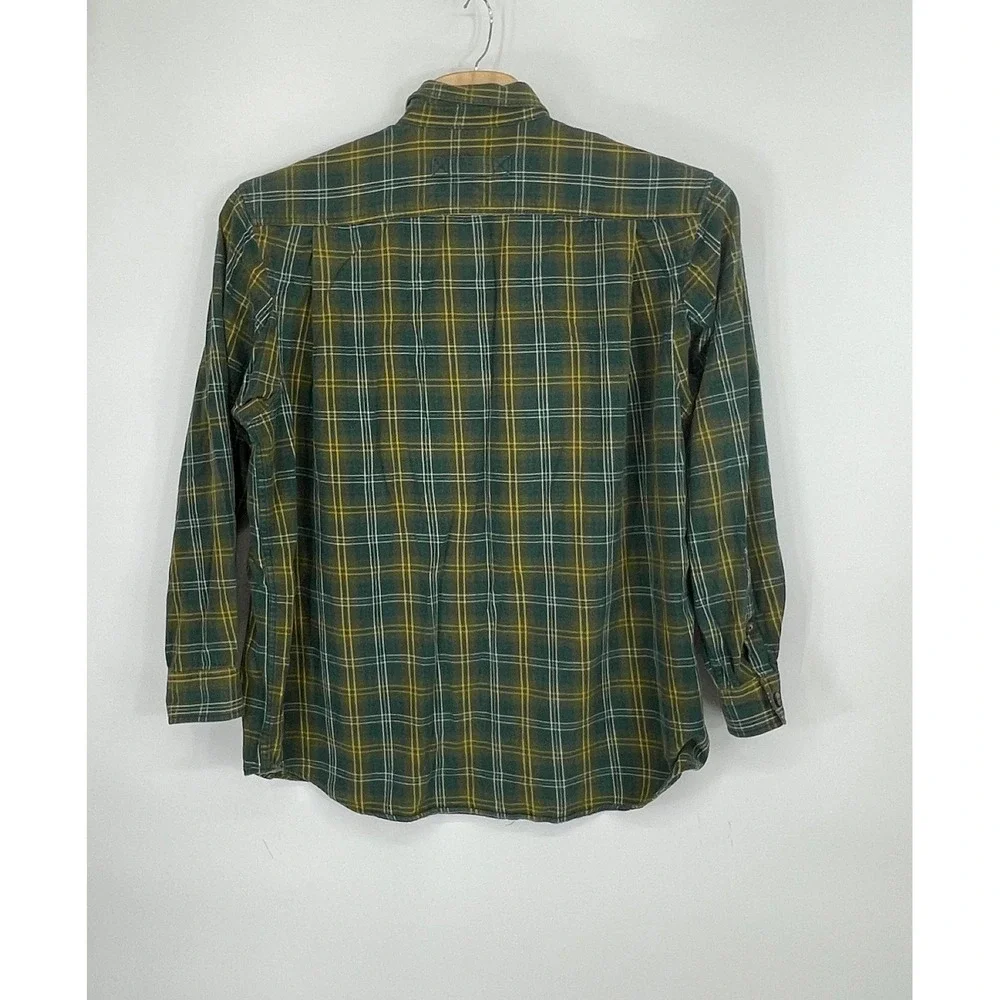 Duluth Trading Co Mens Shirt 2XL/Tall Flannel Green Plaid Button Down Outdoors